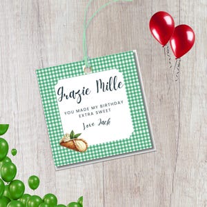 Holy Cannoli Party Thank You Tag, Grazie Mille Favor Tag, Italian Birthday Printable, Green Gingham, Editable Cannoli Label, Sweet Treat Tag