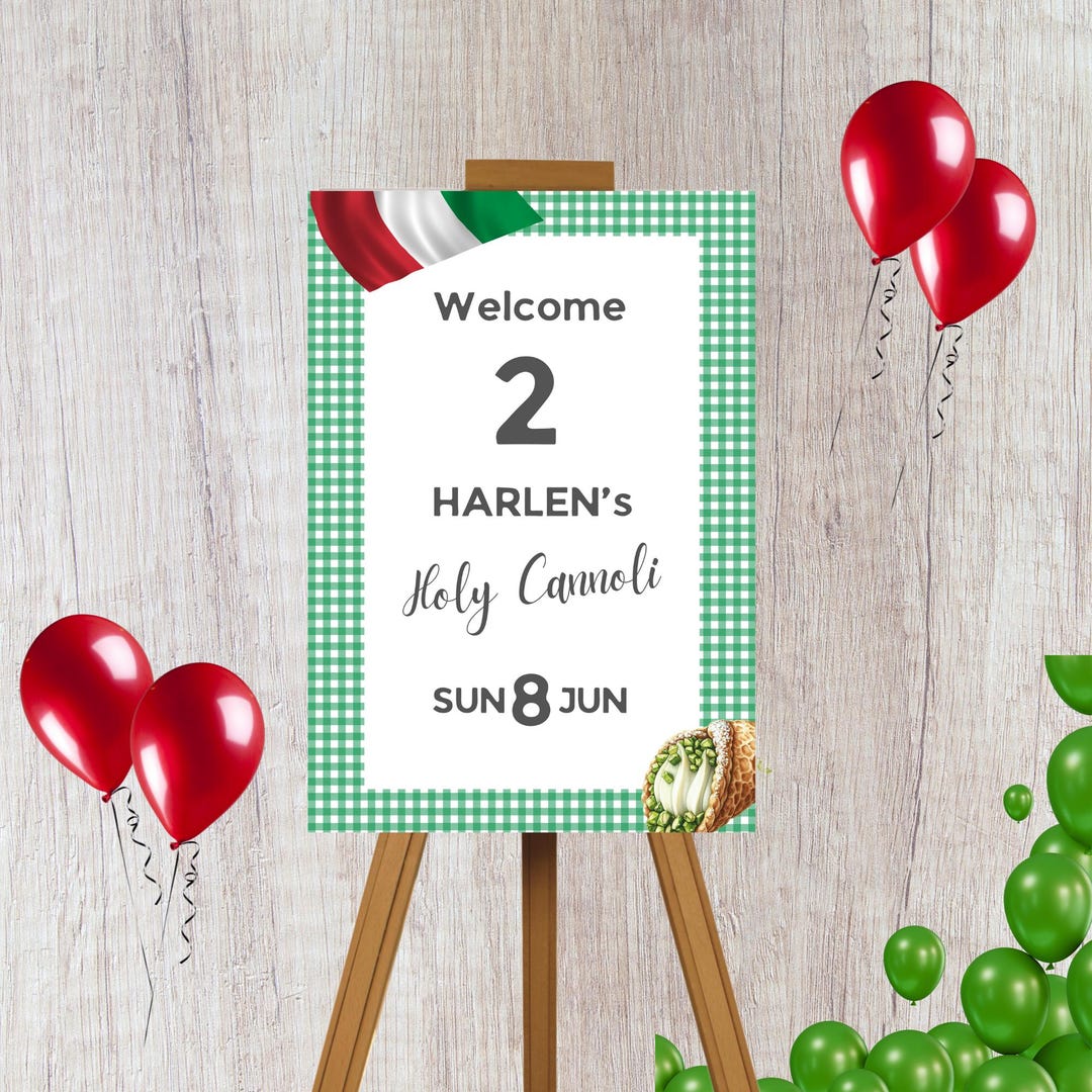 Holy Cannoli 2nd Birthday Welcome Sign, Editable Italian Pasta Party ...