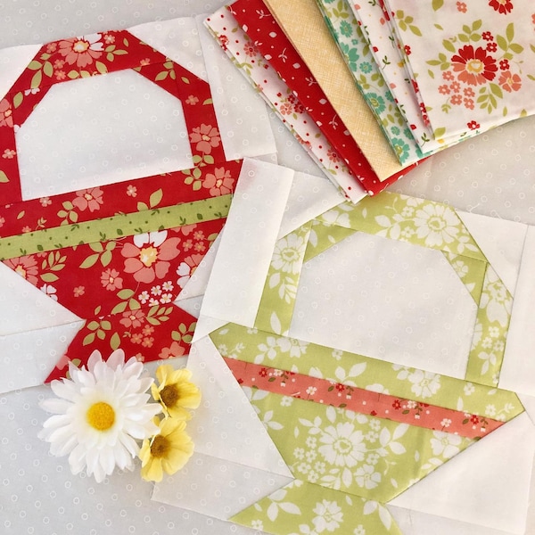 Basket Quilt Block | Pretty Little Baskets Block Pattern PDF | The Pattern Basket - Margot Languedoc Designs