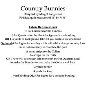 Bunny Rabbit Quilt Pattern Country Bunnies Quilt Pattern PDF The Pattern Basket Margot Languedoc Designs image 4