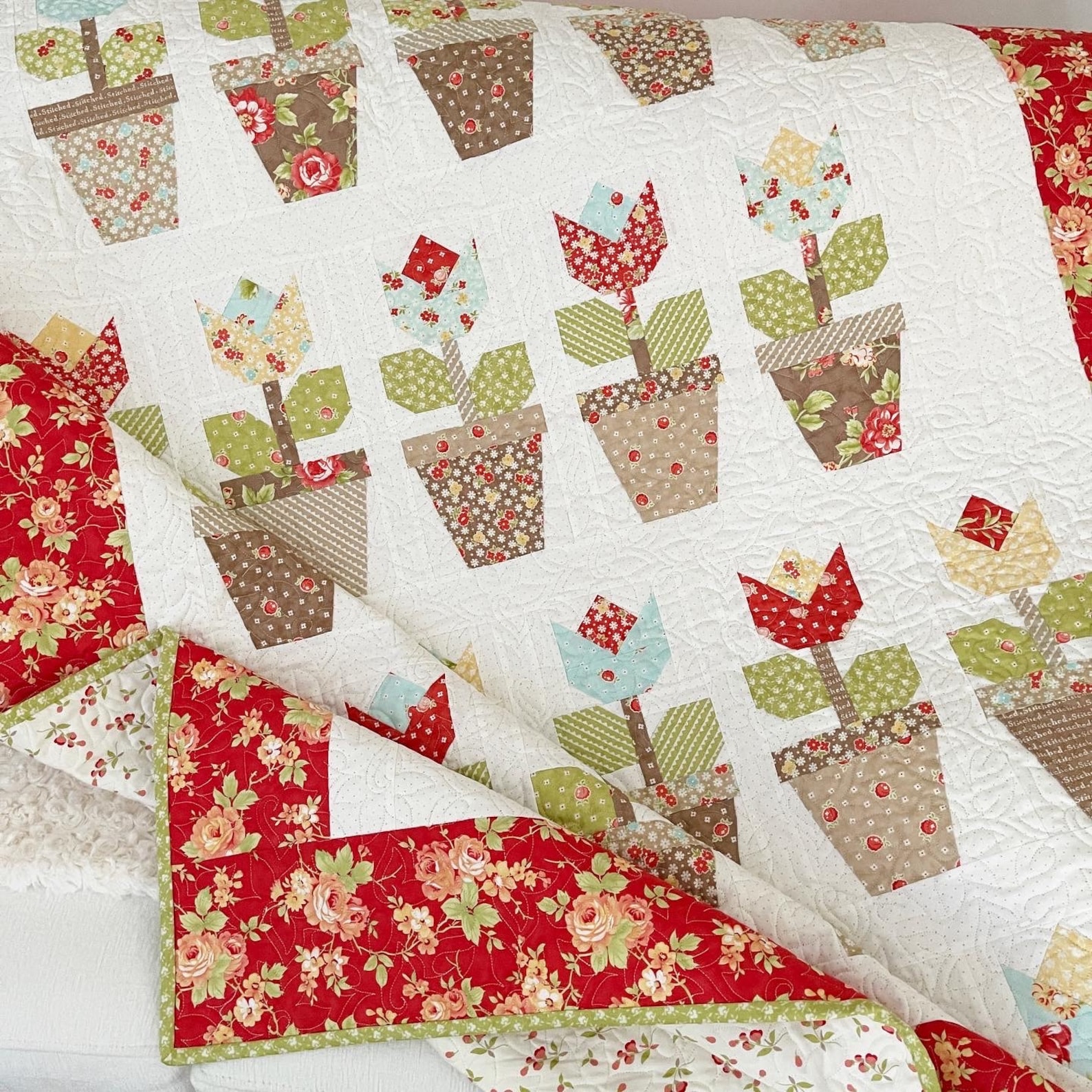 Flower Pots Quilt Pattern PDF the Pattern Basket Etsy