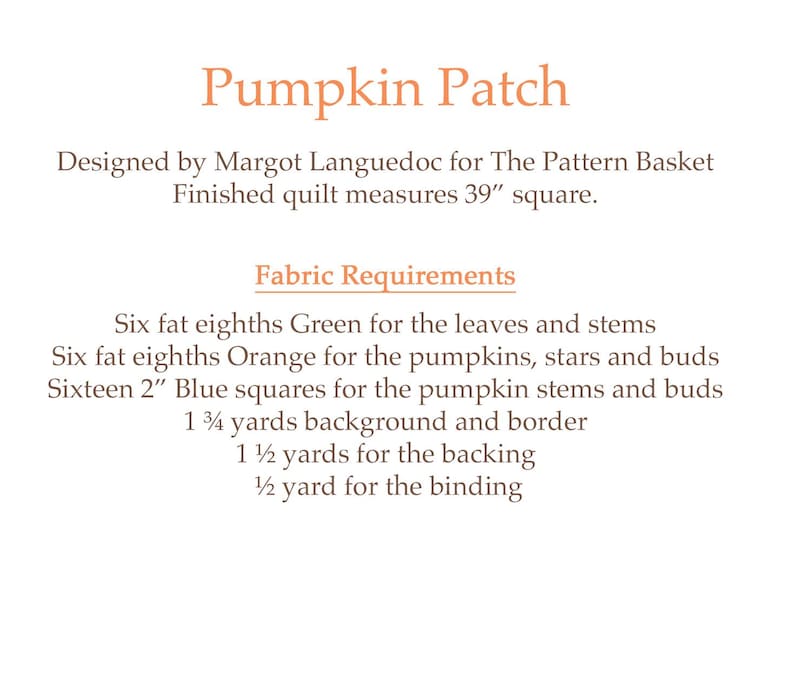 Pumpkin Patch | Pumpkin Quilt Pattern PDF | the Pattern Basket - Etsy