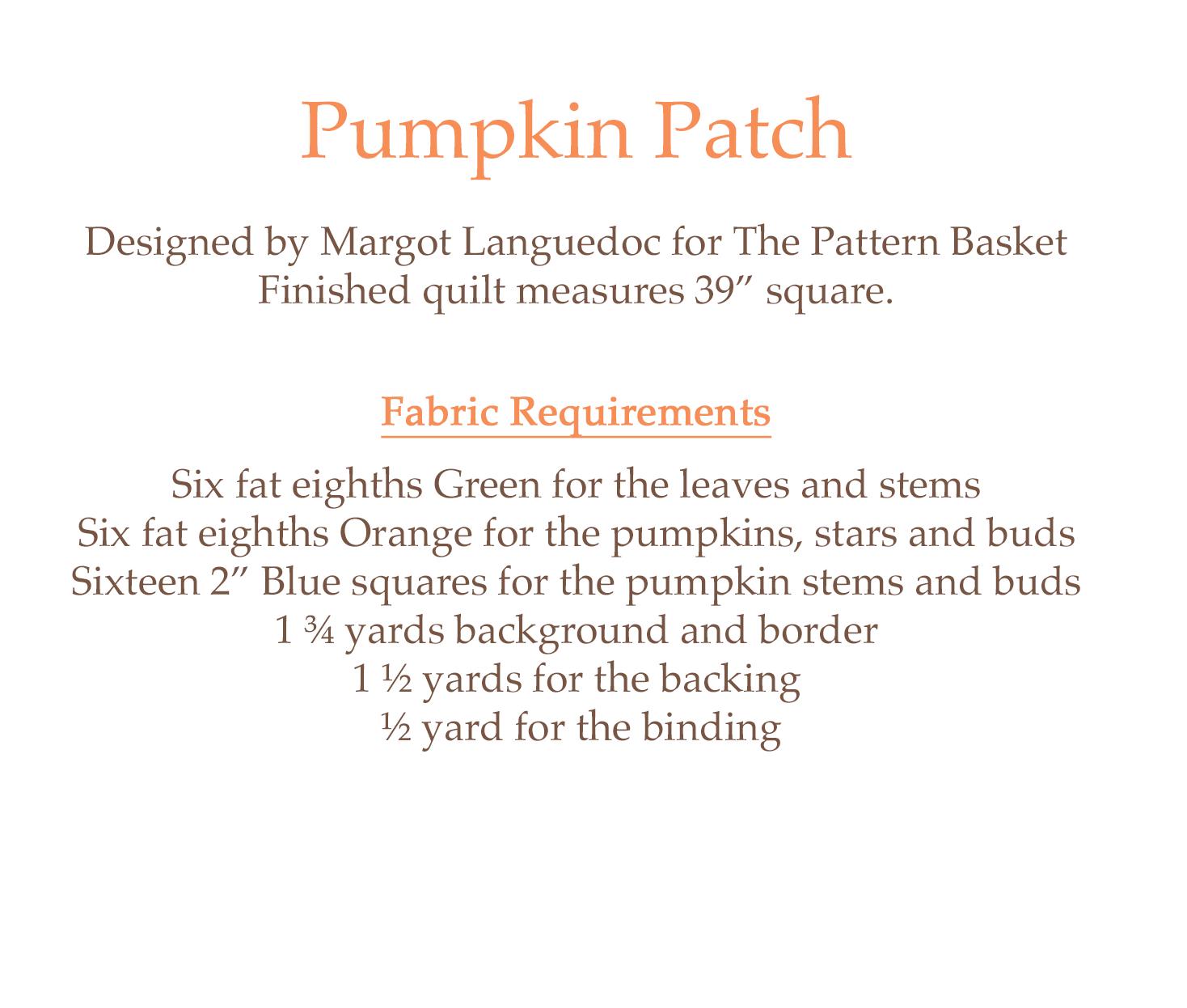 Pumpkin Patch | Pumpkin Quilt Pattern PDF | the Pattern Basket - Etsy