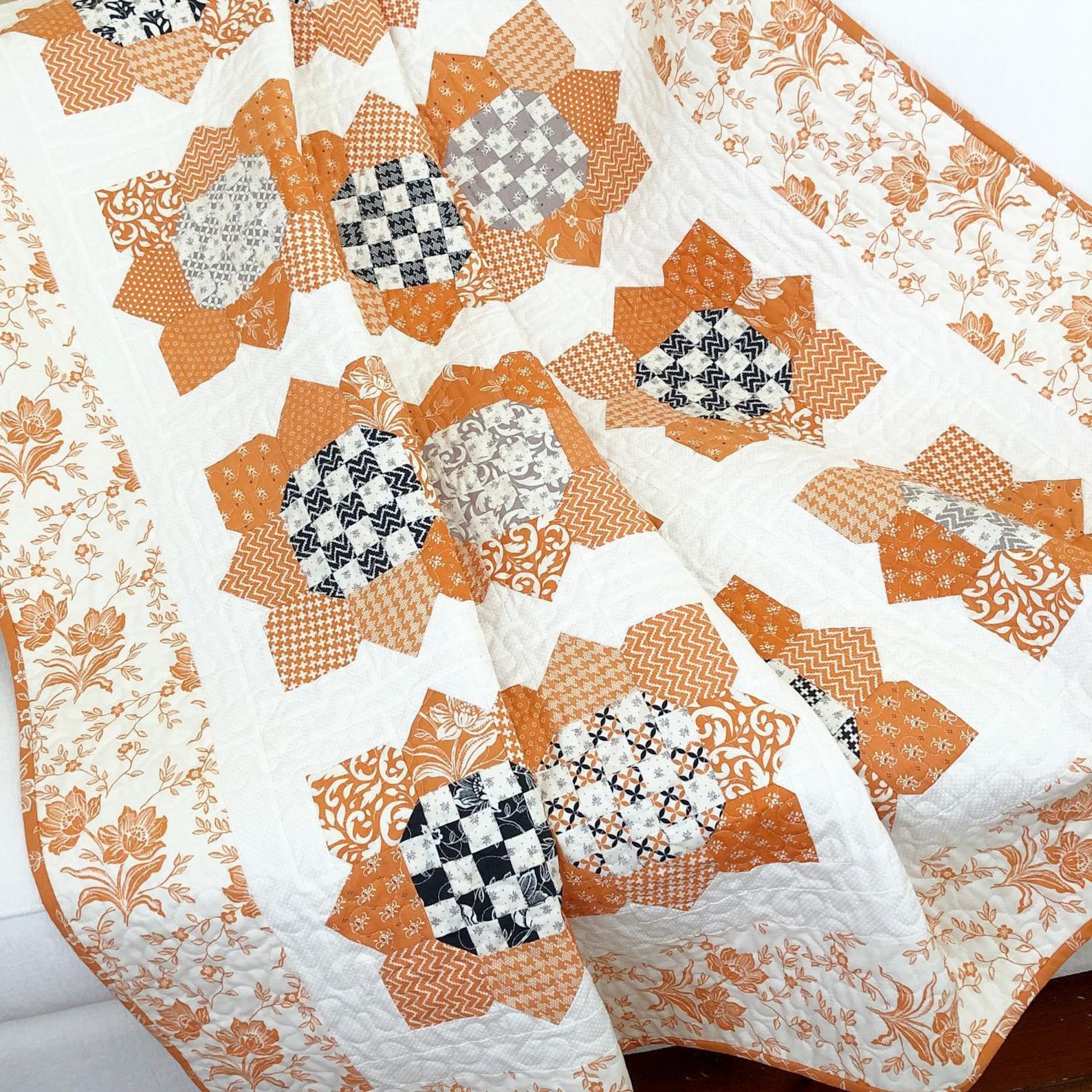 Sunflower Seeds Quilt Pattern PDF The Pattern Basket Etsy