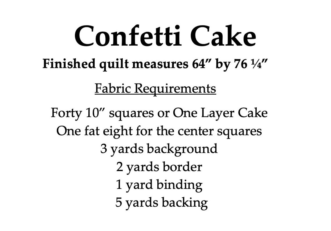 Confetti Cake PDF Quilt Pattern the Pattern Basket Etsy