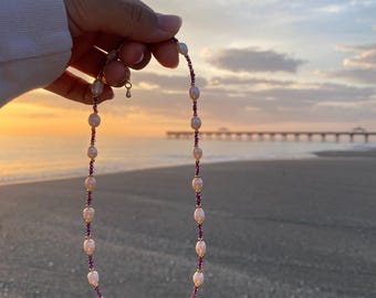 Freshwater Pearl Necklace: Gold Beads, Waterproof Beaded Necklace
