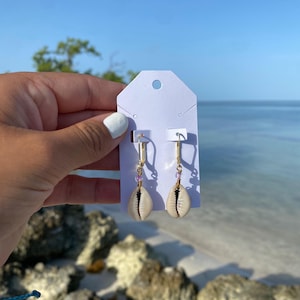 Gold-Plated Cowrie Shell Earrings: Boho Beach Jewelry