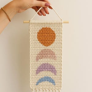 Moon Phases Wall Hanging Crochet Pattern (PDF) — boho tapestry for beginners