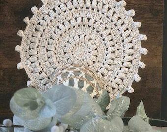 Crochet Round Placemat PDF Pattern: Boho Modern Mandala Cotton Table Decor