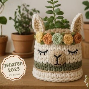 Llama Crochet Basket PDF Pattern Updated: Round animal | Baby room Decor | Gift | T-shirt yarn