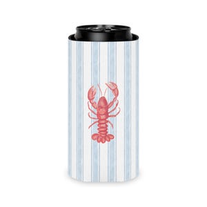 Sommerlicher Getränkekühler mit Hummermotiv | Gestreifte Getränkehülle im Küstenstil Bild 8