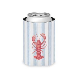 Sommerlicher Getränkekühler mit Hummermotiv | Gestreifte Getränkehülle im Küstenstil Bild 7