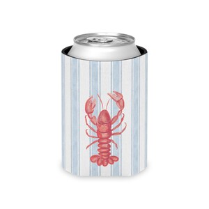 Sommerlicher Getränkekühler mit Hummermotiv | Gestreifte Getränkehülle im Küstenstil Bild 9