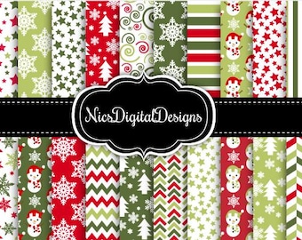 Christmas Patterns in Green and Red for Commercial Use (3B no 4)