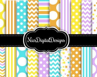 Colorful Polka Dot & Stripe Patterns (Digital Papers)