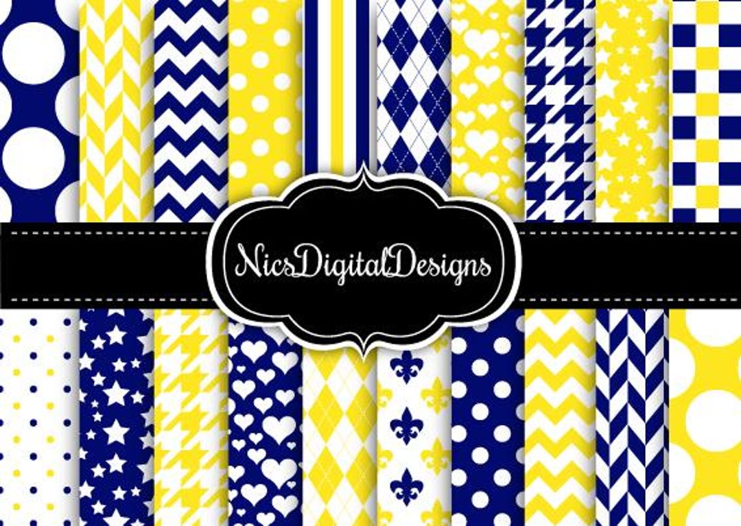 Two Tone Patterns in Yellow and Navy for Commercial Use (9B No 3) - Etsy