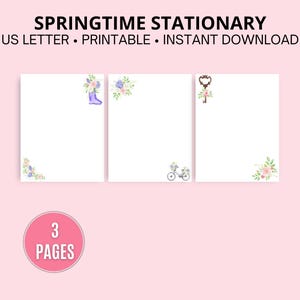 Papel de carta sem linhas para impressão floral primavera primavera EUA papel de carta papelaria para uso pessoal