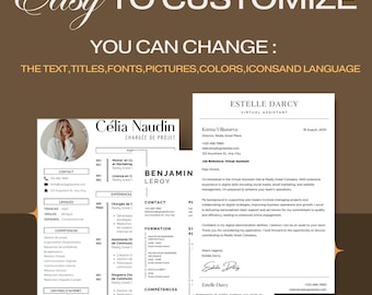 Resume Template Canva: Professional CV with Cover Letter (Digital Download)