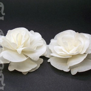 Bridal Ivory Magnolia Silk Flower Handmade Shoe Clips