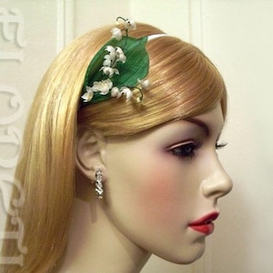 Couture Miniature Lily of the Valley Bridal Headband White Romantic Bridal Headwear
