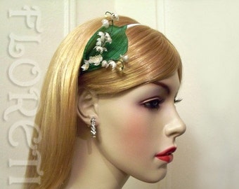 Couture Miniature Lily of the Valley Bridal Headband White Romantic Bridal Headwear