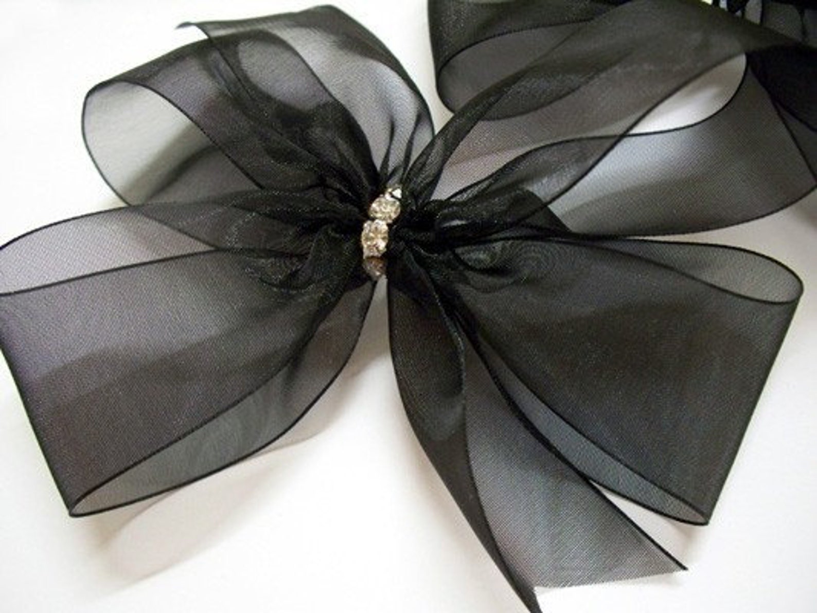 Bridal Organdy Black Bow Shoe Clips W Swarovski Rhinestones Etsy