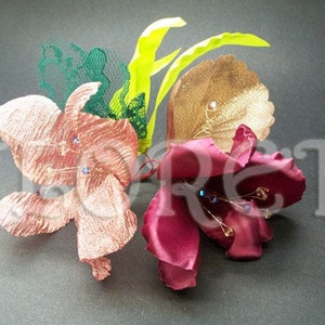 Couture orquídea novia corsage boda tropical flor accesorio de pelo exótico flor de pelo o vestido Corsage hecho a mano Prom Head Piece