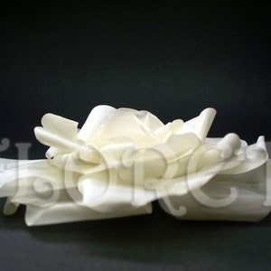 Snow Bride Ivory Rose Wedding Dress Pin Large Bridal Hair Flower image 2