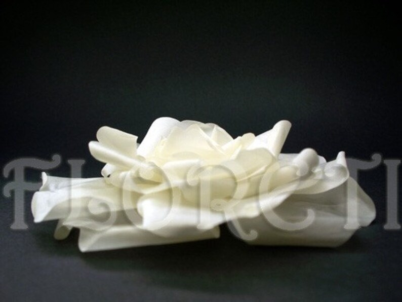 Snow Bride Ivory Rose Wedding Dress Pin Large Bridal Hair Flower image 2