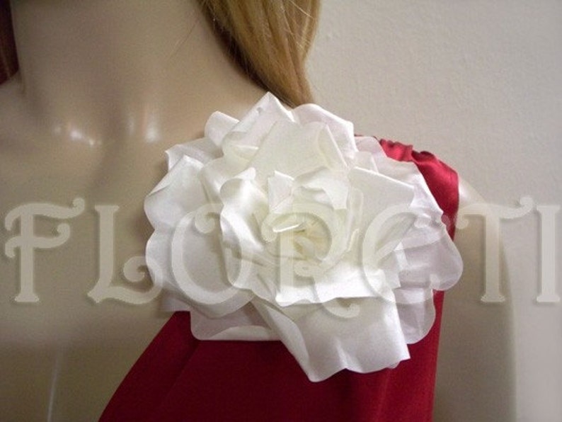 Snow Bride Ivory Rose Wedding Dress Pin Large Bridal Hair Flower image 4