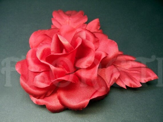 Red Rose Silk Flower Hair Clip 4 Inches Handmade Prom Pageant Bridal Wedding Red Rose Silk Flower Hair Clip 4 Inches Handmade Prom Pageant Bridal Wedding