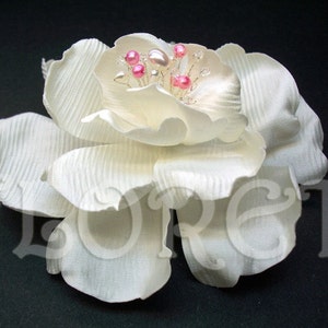 White Abstract - Impressionist Magnolia Wedding Dress Pin