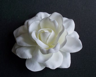 Sophia Wedding Silk Gardenia Hair Flower White to Off White Bridal Accessory