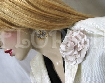 Gardenia Wedding Dress Pin Handmade Silk Flower Bridal Accessory in Seashell