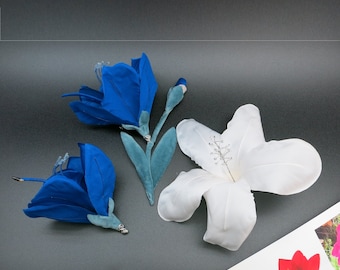 Royal Blue Amaryllis Groom Silk Flower Boutonniere Man's Flower Pin Tuxedo Flower Pin