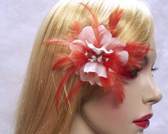 Luxury Light Ivory Silk Rose Bridal Hair Accessory Fascinator Coral Pearls Crystals Wedding Veil Flowers Floreti Couture Handmade