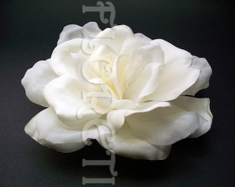 Couture Light Ivory Rose Shagane Wedding Hair Flower Accessory Bridal Hair Flower Designer Headwear, Wedding Hat Pin, Royal Ascot Hat Flower