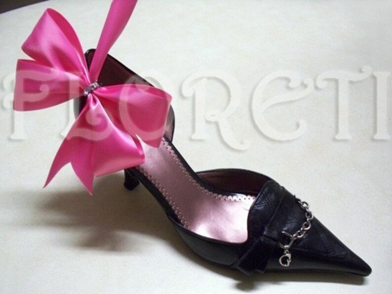 Sassy Black Satin Bow Shoe Clips W Swarovski Gifts ready Made Etsy