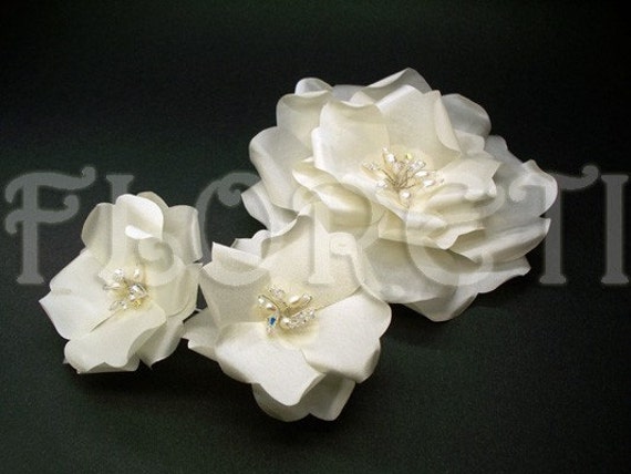 Couture Rose Hair Flower N Wedding Dress Pin Bridal Set Ivory | Etsy