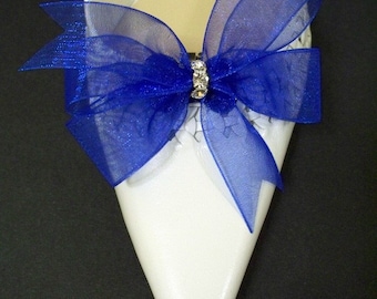 Something Blue Bridal Shoe Clips Organdy Bow Sheer Accessories w/Crystals