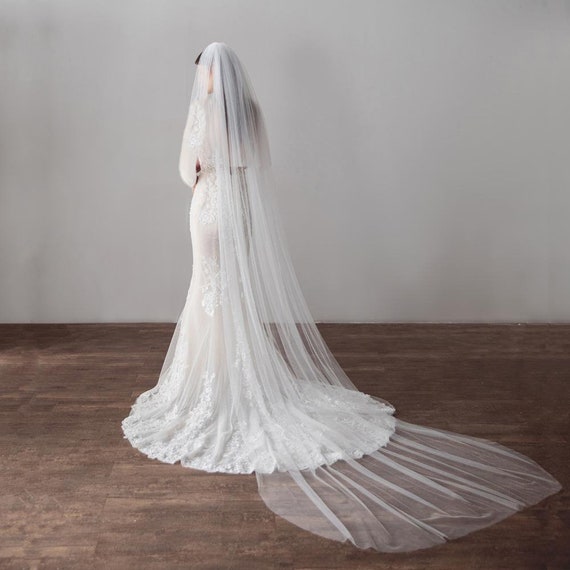 long white wedding veil