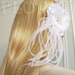Snow Rose White Hair Fascinator Bridal Hair Clip Retro Accessory Pearl