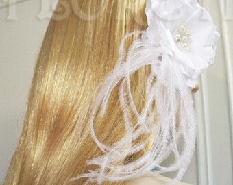 Snow Rose White Hair Fascinator Bridal Hair Clip Retro Accessory Pearl