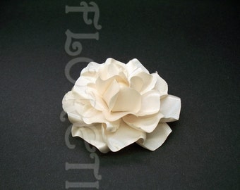 Soft Petal Pink Champagne Gardenia Bridal Hair Flower Clip