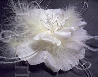 Ivory Wedding Dress Pin Tropical Large Silk Hibiscus Fascinator