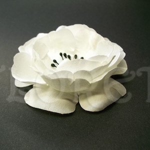 White Satin Poppy Anemone Bridal Hair Flower Wedding Veil Accessory