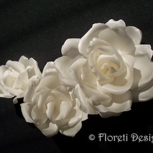 Designer Bridal Headwear Couture Joy Rose Light Ivory Veil Flowers Wedding Dress Pin, Sash Flower, Bridal Dress Rose Flowers, Wedding Hat