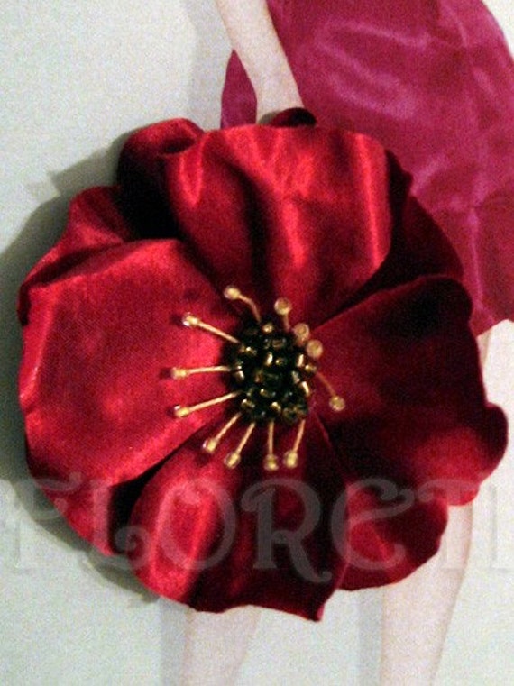 Red Rose Silk Flower Hair Clip 4 Inches Handmade Prom Pageant Bridal Wedding Red Rose Silk Flower Hair Clip 4 Inches Handmade Prom Pageant Bridal Wedding