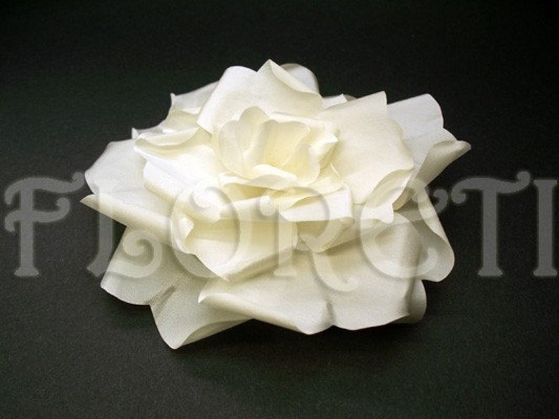 Snow Bride Ivory Rose Wedding Dress Pin Large Bridal Hair Flower image 1