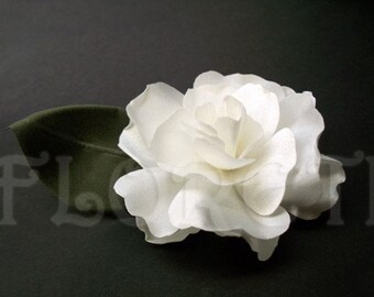 Bridal White Silk Abstract -Impressionist Magnolia Hair Accessory Handmade Wedding Floral Pin-up Flower